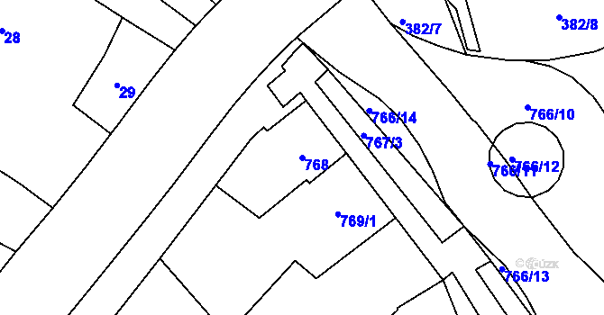 Parcela st. 768 v KÚ Hulín, Katastrální mapa
