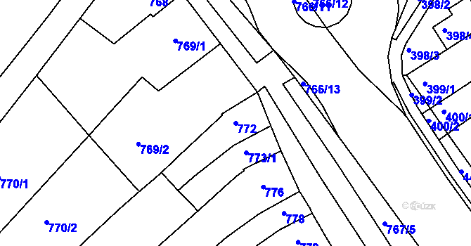 Parcela st. 772 v KÚ Hulín, Katastrální mapa