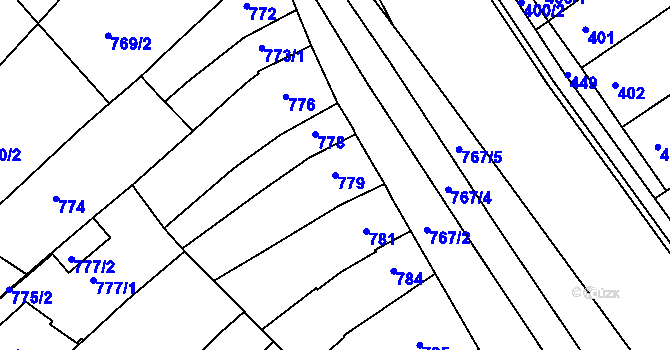 Parcela st. 779 v KÚ Hulín, Katastrální mapa