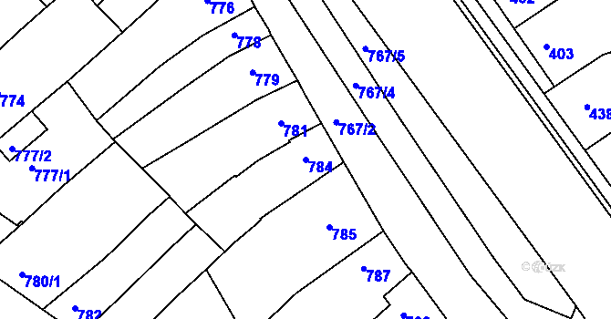 Parcela st. 784 v KÚ Hulín, Katastrální mapa