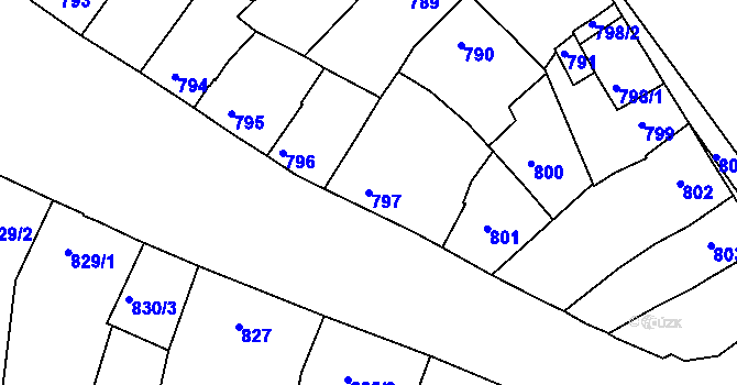 Parcela st. 797 v KÚ Hulín, Katastrální mapa