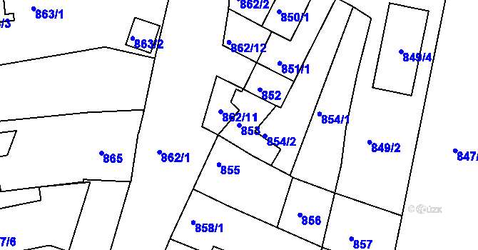 Parcela st. 853 v KÚ Hulín, Katastrální mapa