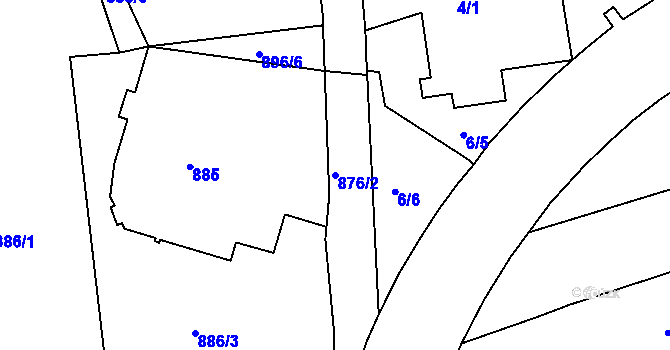 Parcela st. 876/2 v KÚ Hulín, Katastrální mapa
