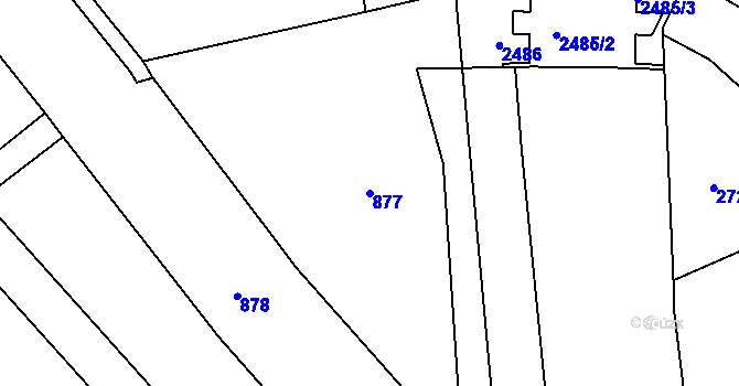 Parcela st. 877 v KÚ Hulín, Katastrální mapa