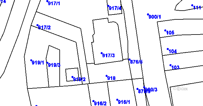 Parcela st. 917/3 v KÚ Hulín, Katastrální mapa