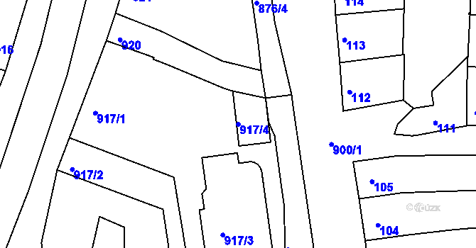 Parcela st. 917/4 v KÚ Hulín, Katastrální mapa