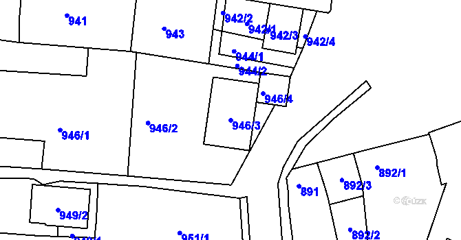Parcela st. 946/3 v KÚ Hulín, Katastrální mapa
