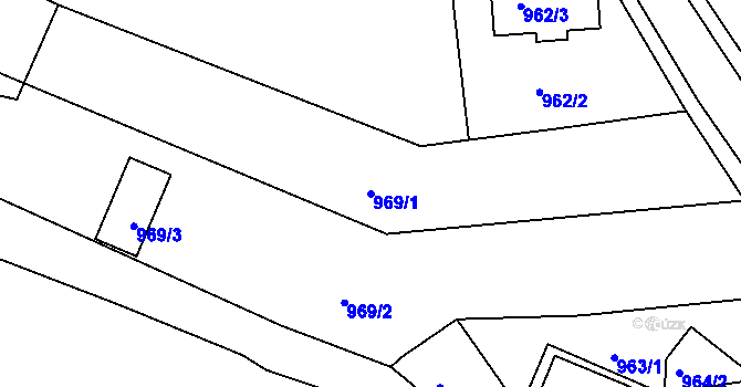 Parcela st. 969/1 v KÚ Hulín, Katastrální mapa
