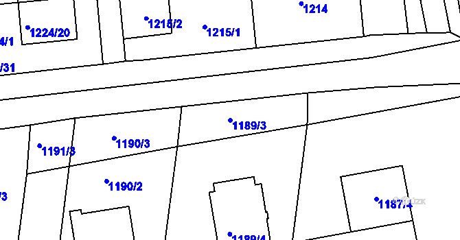Parcela st. 1189/3 v KÚ Hulín, Katastrální mapa