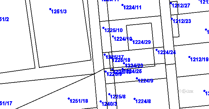 Parcela st. 1225/17 v KÚ Hulín, Katastrální mapa