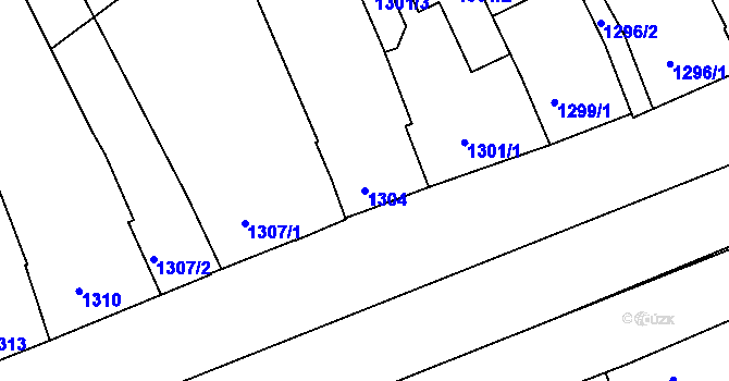 Parcela st. 1304 v KÚ Hulín, Katastrální mapa
