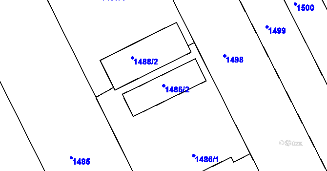 Parcela st. 1486/2 v KÚ Hulín, Katastrální mapa