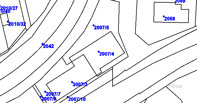 Parcela st. 2007/4 v KÚ Hulín, Katastrální mapa