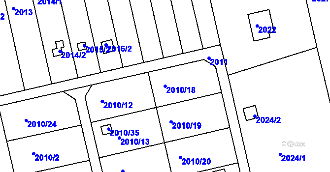 Parcela st. 2010/18 v KÚ Hulín, Katastrální mapa