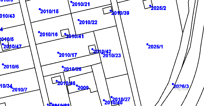 Parcela st. 2010/23 v KÚ Hulín, Katastrální mapa