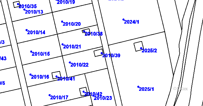 Parcela st. 2010/39 v KÚ Hulín, Katastrální mapa