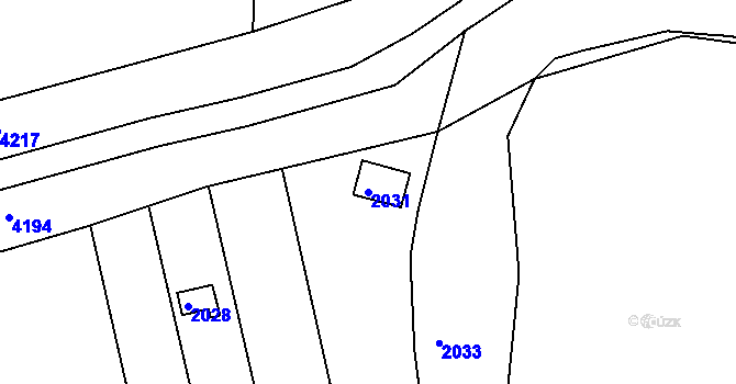 Parcela st. 2031 v KÚ Hulín, Katastrální mapa