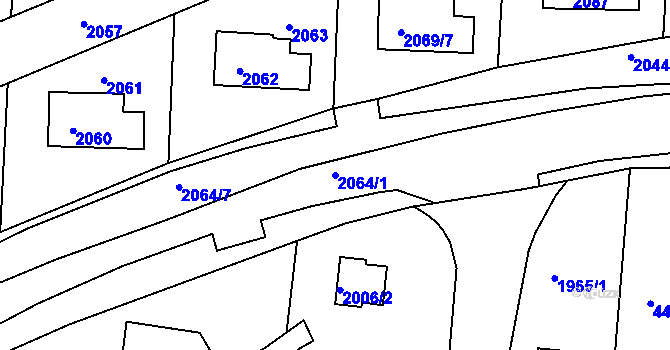 Parcela st. 2064/1 v KÚ Hulín, Katastrální mapa
