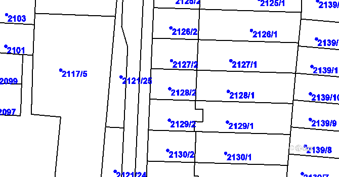 Parcela st. 2128/2 v KÚ Hulín, Katastrální mapa