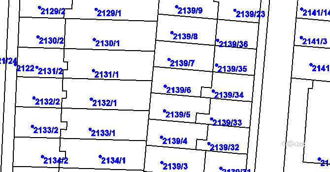 Parcela st. 2139/6 v KÚ Hulín, Katastrální mapa