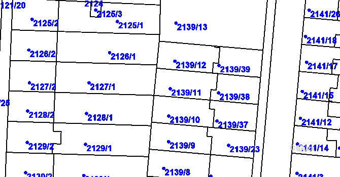 Parcela st. 2139/11 v KÚ Hulín, Katastrální mapa