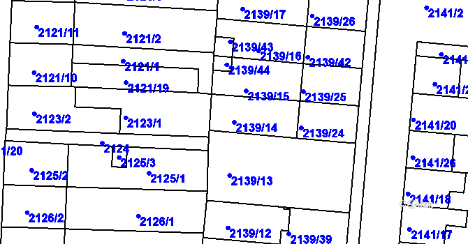 Parcela st. 2139/14 v KÚ Hulín, Katastrální mapa