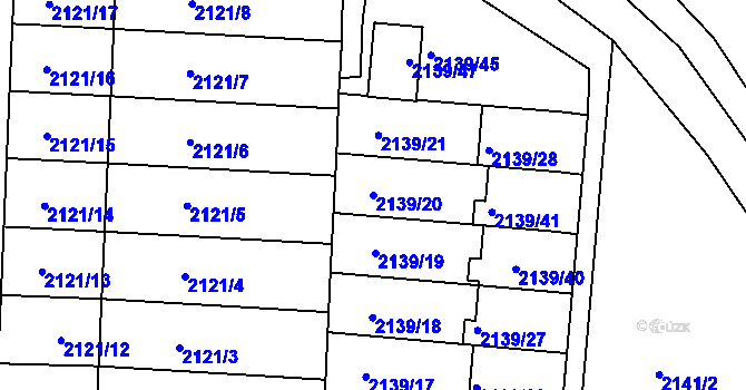 Parcela st. 2139/20 v KÚ Hulín, Katastrální mapa