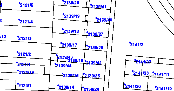 Parcela st. 2139/26 v KÚ Hulín, Katastrální mapa
