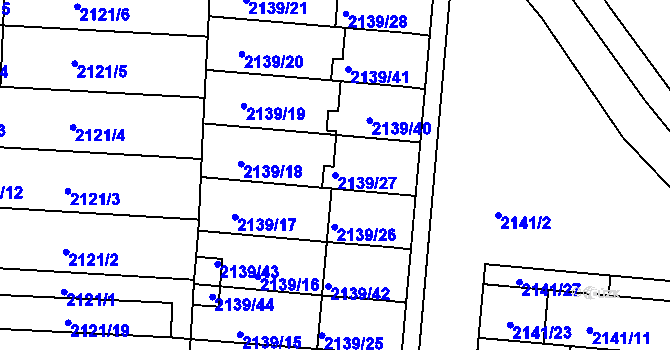 Parcela st. 2139/27 v KÚ Hulín, Katastrální mapa