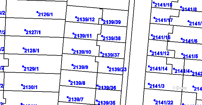 Parcela st. 2139/37 v KÚ Hulín, Katastrální mapa