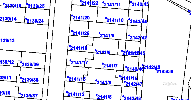 Parcela st. 2141/8 v KÚ Hulín, Katastrální mapa