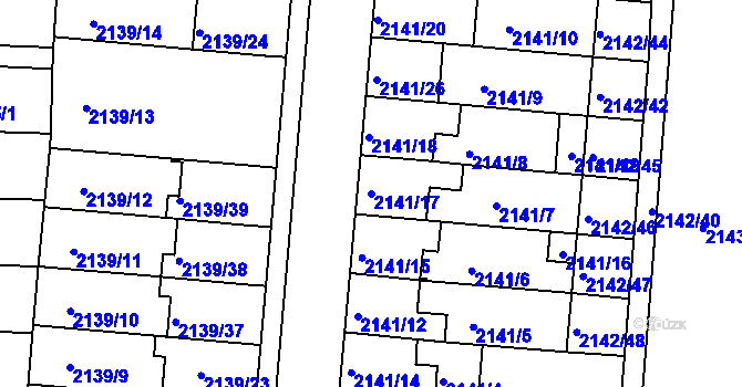 Parcela st. 2141/17 v KÚ Hulín, Katastrální mapa