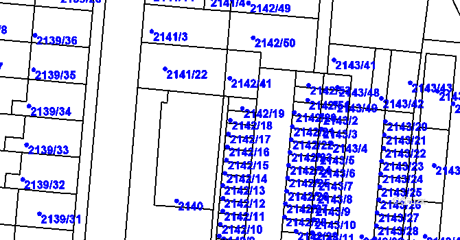 Parcela st. 2142/18 v KÚ Hulín, Katastrální mapa