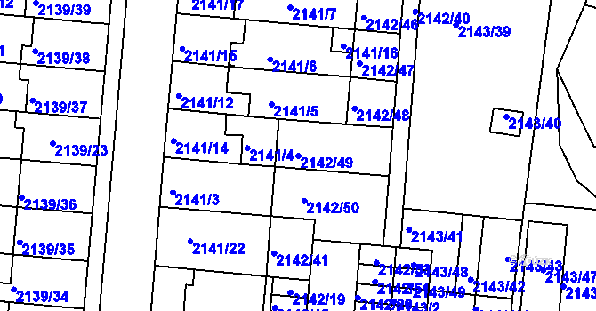 Parcela st. 2142/49 v KÚ Hulín, Katastrální mapa