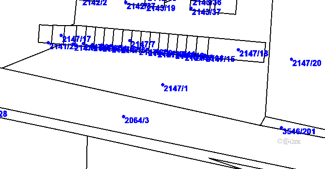 Parcela st. 2147/1 v KÚ Hulín, Katastrální mapa