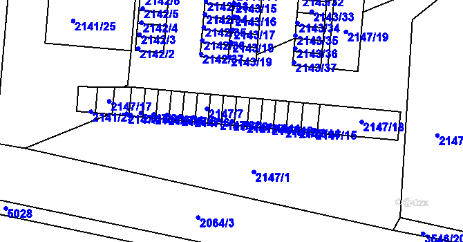 Parcela st. 2147/9 v KÚ Hulín, Katastrální mapa