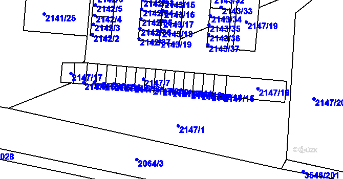 Parcela st. 2147/10 v KÚ Hulín, Katastrální mapa