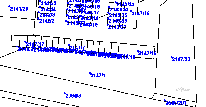 Parcela st. 2147/13 v KÚ Hulín, Katastrální mapa