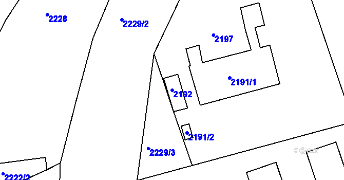 Parcela st. 2192 v KÚ Hulín, Katastrální mapa