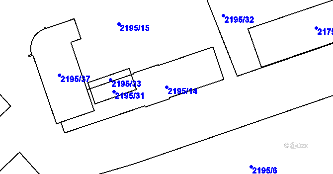 Parcela st. 2195/14 v KÚ Hulín, Katastrální mapa