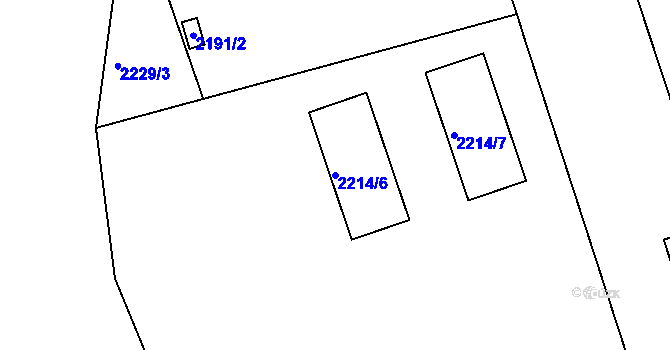 Parcela st. 2214/6 v KÚ Hulín, Katastrální mapa