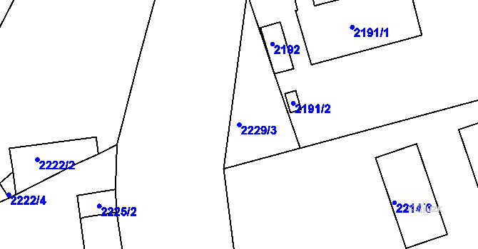 Parcela st. 2229/3 v KÚ Hulín, Katastrální mapa