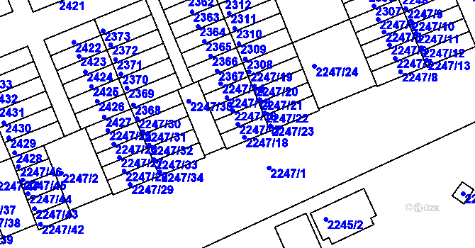 Parcela st. 2247/17 v KÚ Hulín, Katastrální mapa