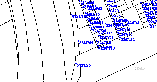 Parcela st. 2247/41 v KÚ Hulín, Katastrální mapa