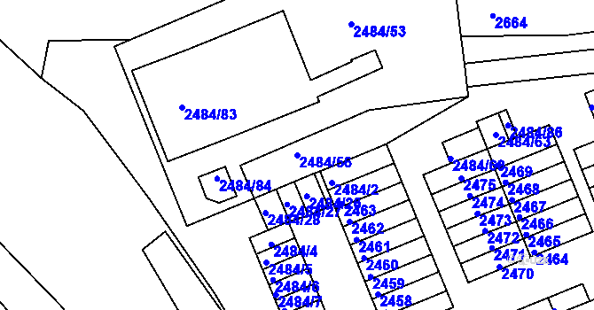 Parcela st. 2484/56 v KÚ Hulín, Katastrální mapa