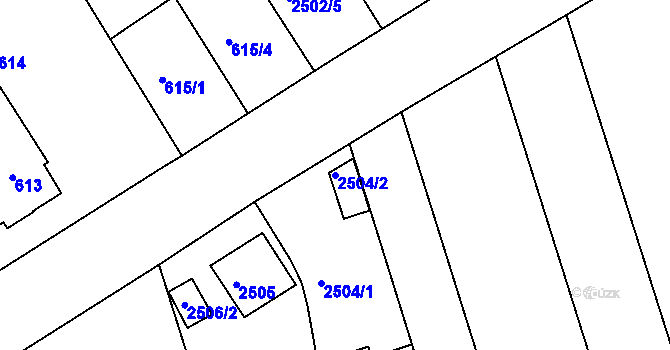Parcela st. 2504/2 v KÚ Hulín, Katastrální mapa