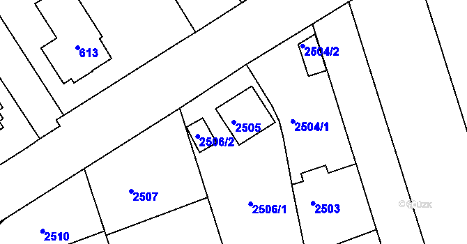Parcela st. 2505 v KÚ Hulín, Katastrální mapa