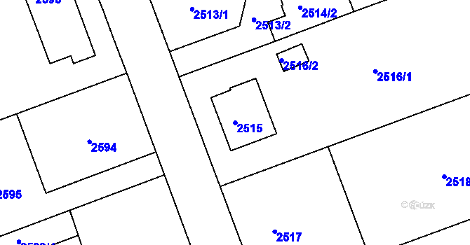 Parcela st. 2515 v KÚ Hulín, Katastrální mapa