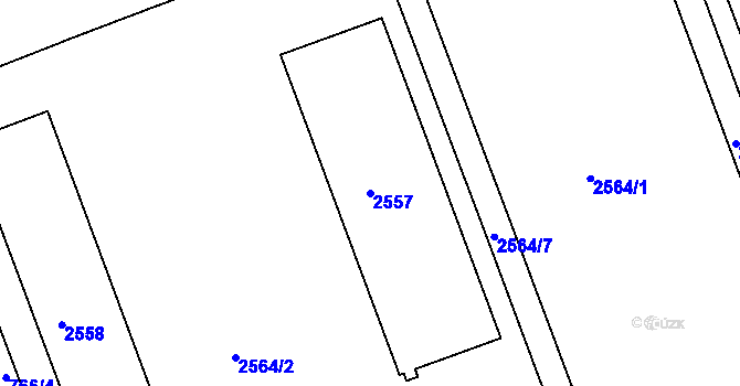 Parcela st. 2557 v KÚ Hulín, Katastrální mapa