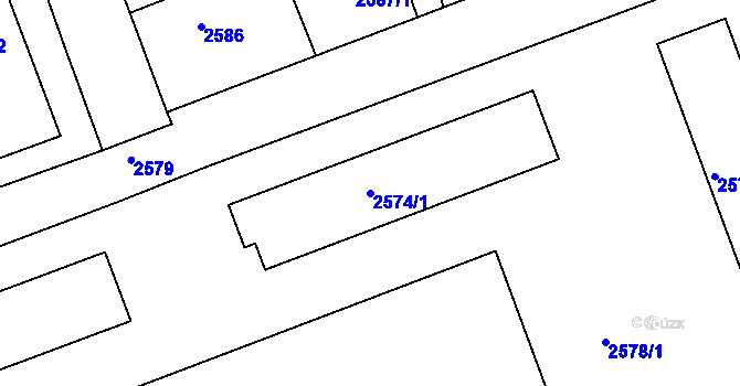 Parcela st. 2574/1 v KÚ Hulín, Katastrální mapa